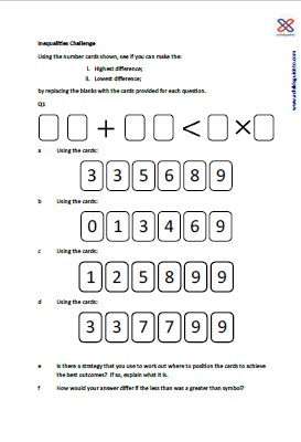 Inequalities challenge connected to place value